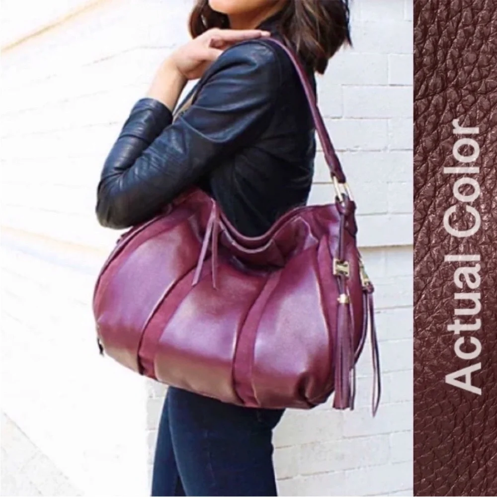 AIMEE KESTENBERG Leather and Suede Tuscany Designer Hobo Bag w/Gold and …